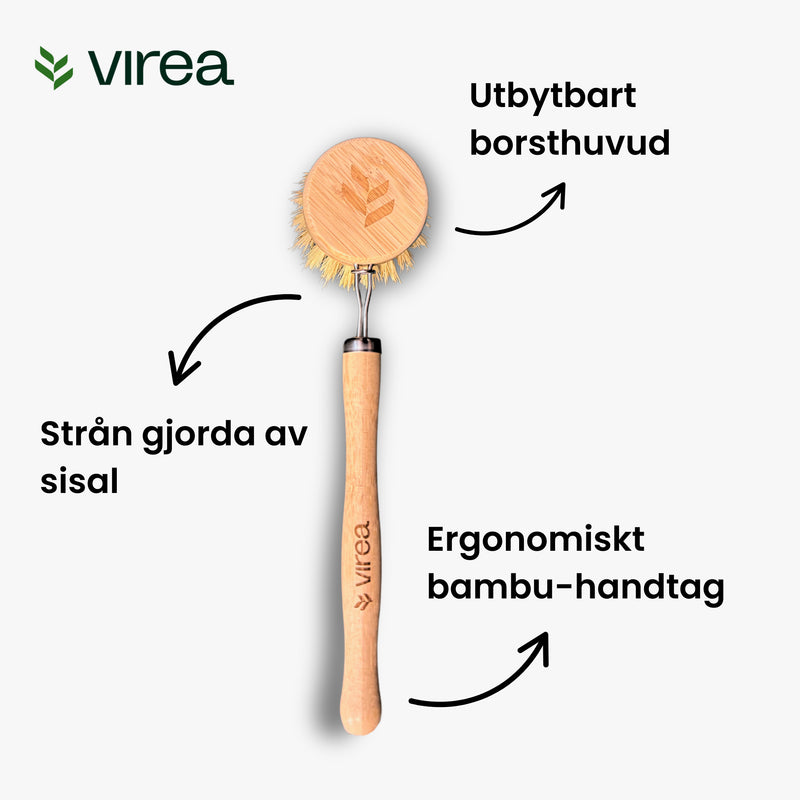 Eko opvaskebørste i bambus og sisal